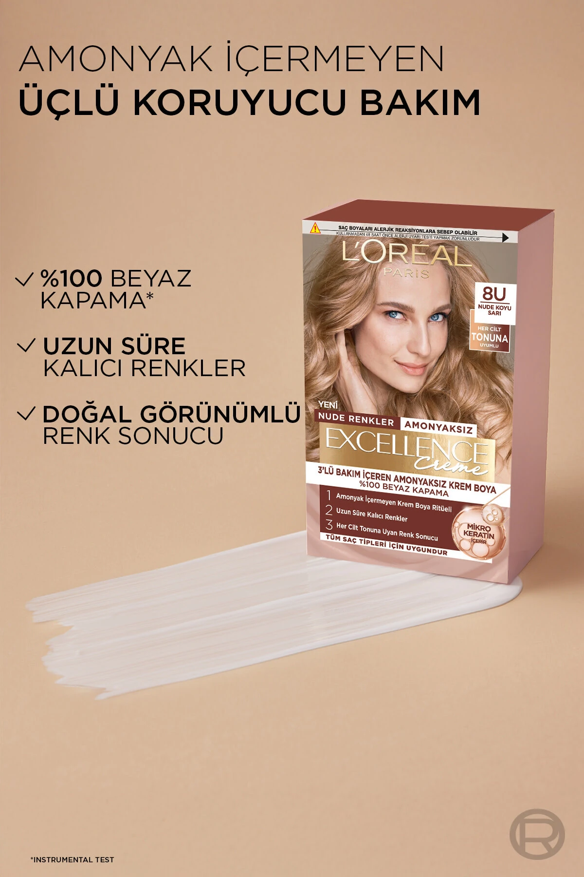 Excellence Creme Nude Renkler Saç Boyası – 8U Nude Koyu Sarı