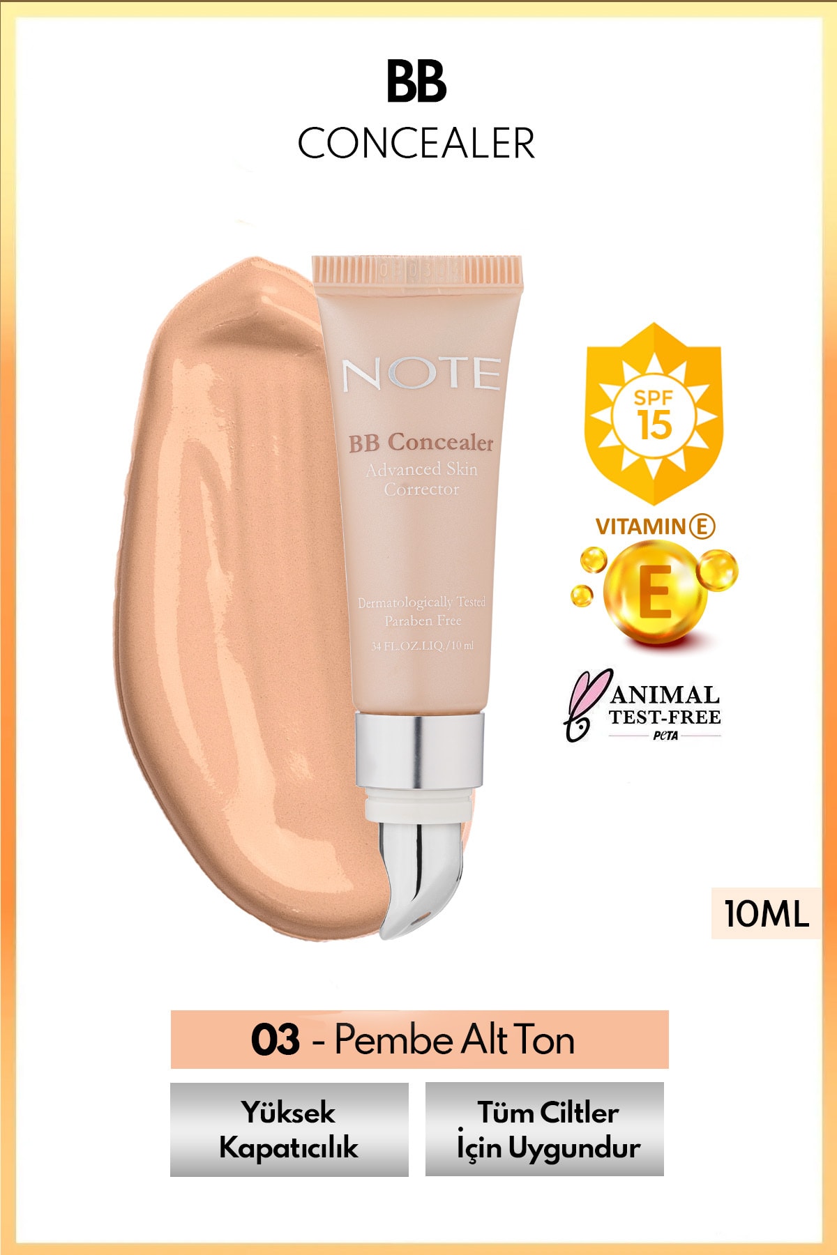 Bb Concealer Spf 15 Yoğun Kapatıcı Metal Başlıklı Göz Altı Kapatıcısı - 03 Orta Koyu