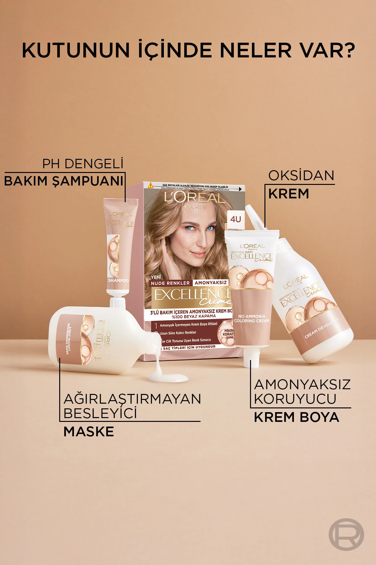 Excellence Creme Nude Renkler Saç Boyası – 8U Nude Koyu Sarı