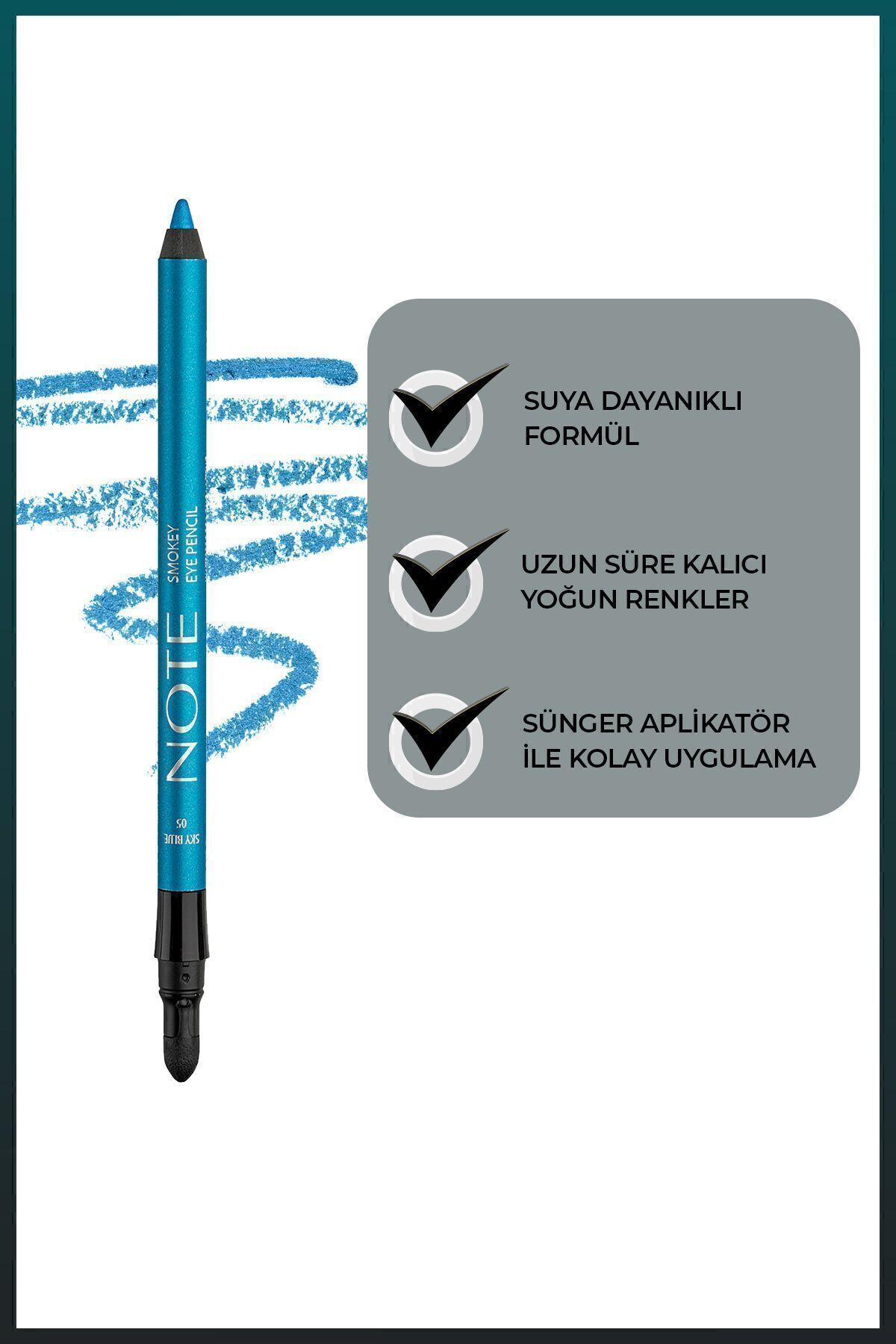 Smokey Eye Pencil Waterproof Aplikatörlü Suya Dayanıklı Göz Kalemi - 05 Sky Blue - Gök Mavisi