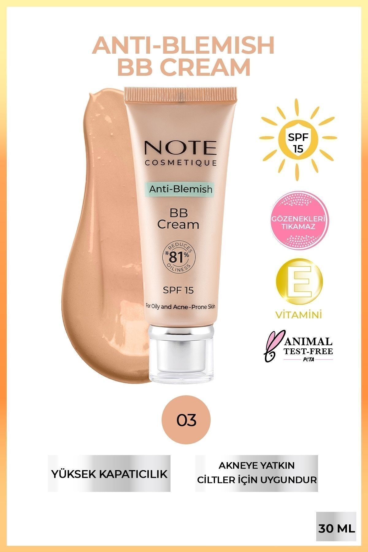 Anti-Blemish Bb Cream Spf 15 Akneye Yatkın Ciltler Bb Krem - 03 Natural Beige