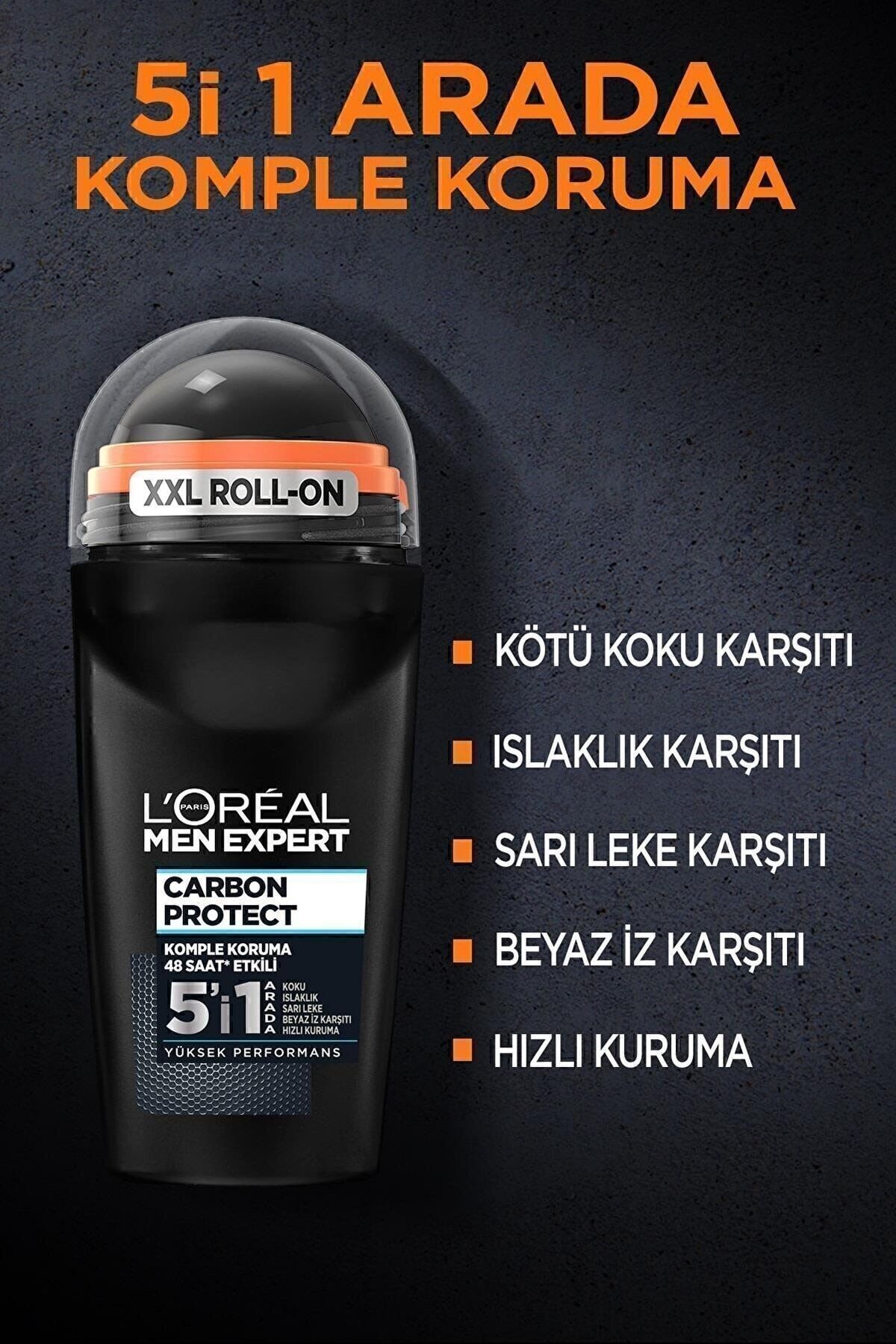 Loreal Paris Men Expert Carbon Protect 5'İ 1 Arada Erkek Roll-On Deodorant 50 Ml