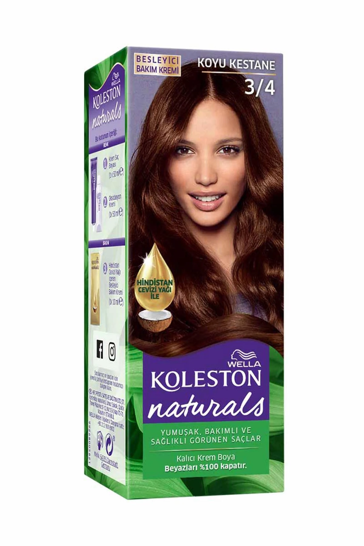 Naturals Maxi Saç Boyası & No: 3/4 Koyu Kestane