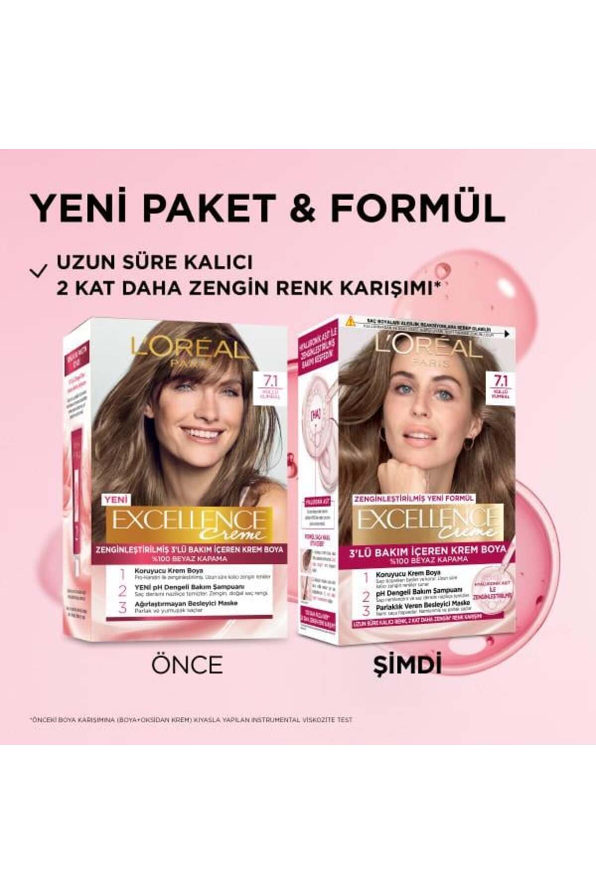 L'Oréal Paris Excellence Creme 7.1 Küllü Kumral Saç Boyası