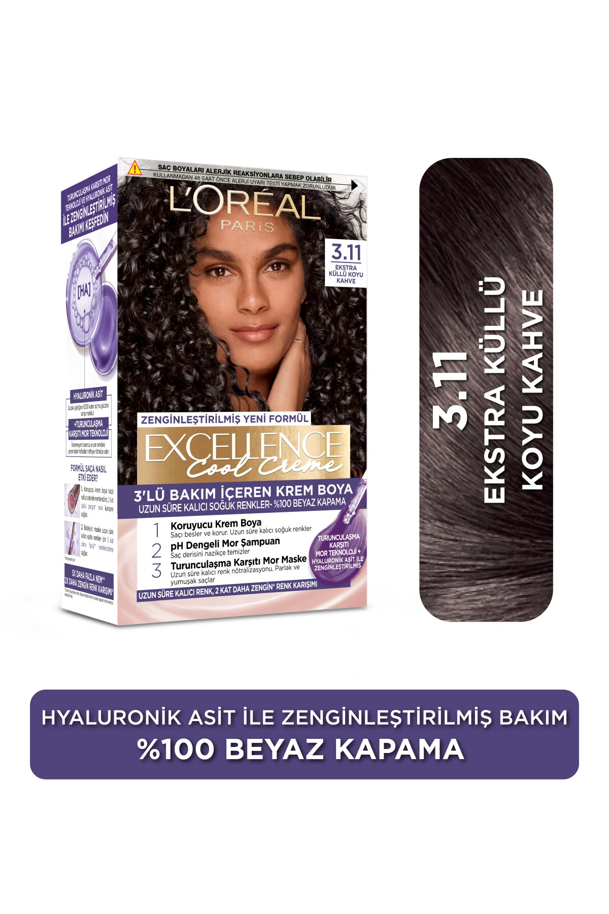 Excellence Cool Creme Saç Boyası – 3.11 Ekstra Küllü Koyu Kahve