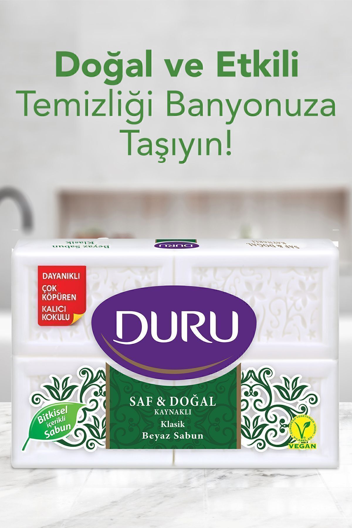 Saf Ve Doğal Kaynaklı Beyaz Sabun Klasik 4 X 150 G = 600 G