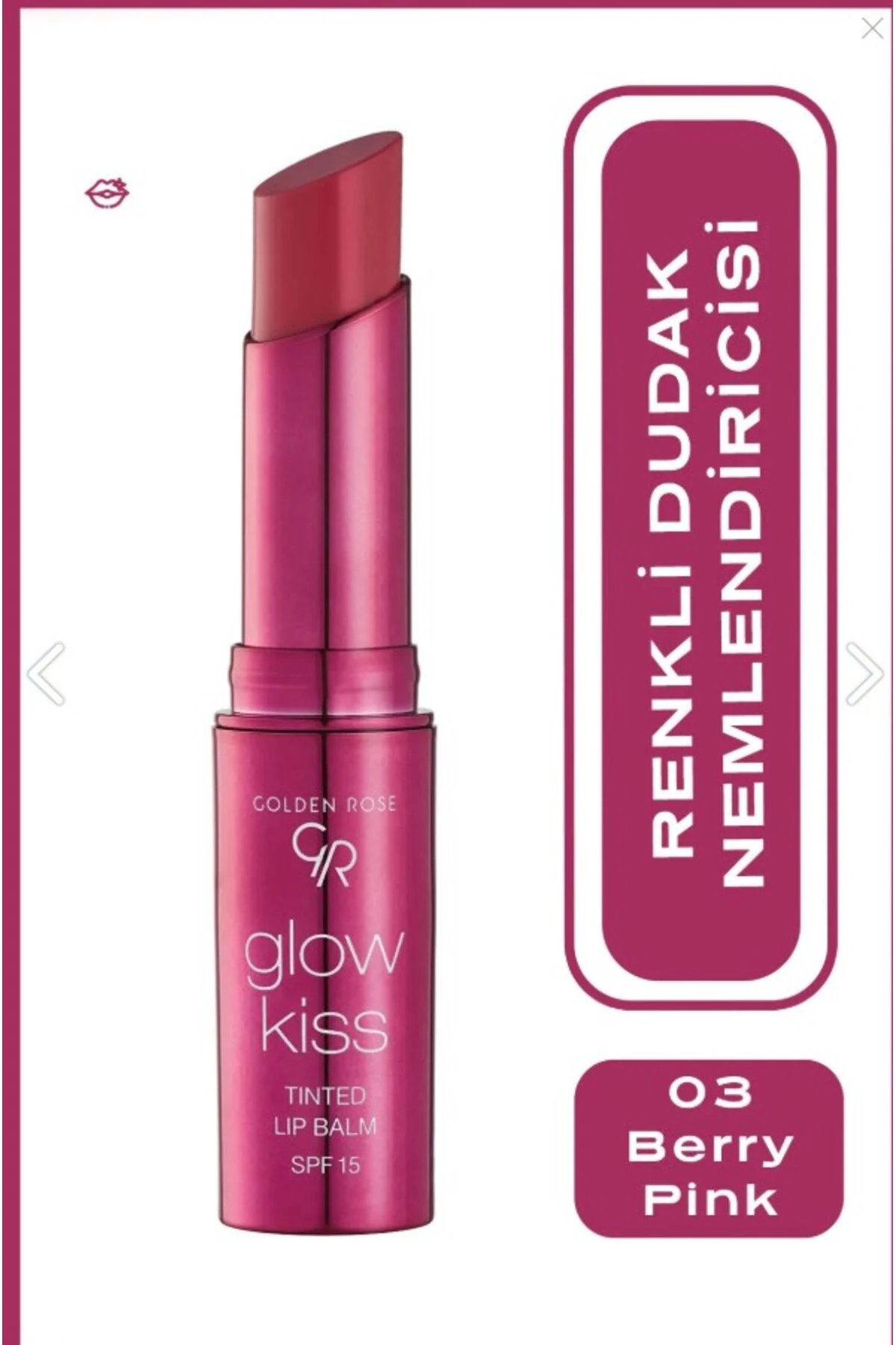 Glow Kiss Tinted Lip Balm Spf15 Shea & Hyaluronik Asitli Renkli Dudak Balmı 03 Berry Pink 3 G