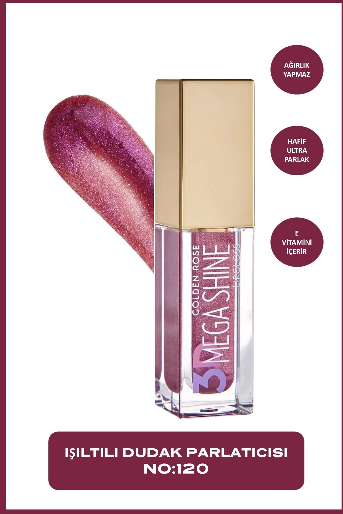 3D Mega Shine Lipgloss No: 120 Sparkle - Işıltılı Dudak Parlatıcısı - 8691190494810