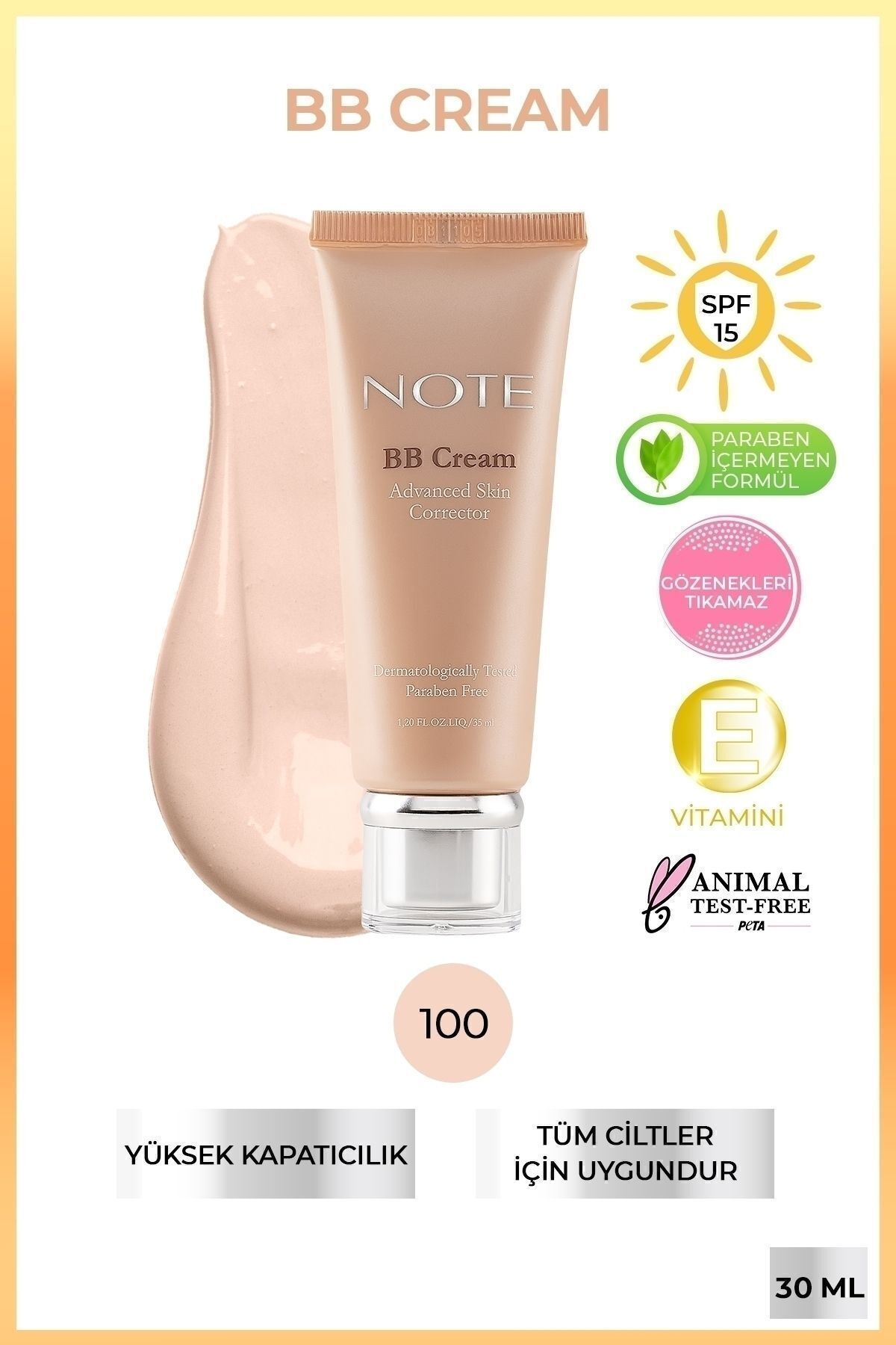 Bb Cream Spf 15 Nemlendirici Etkili Yoğun Kapatıcı Bb Krem - 100 Porcelain
