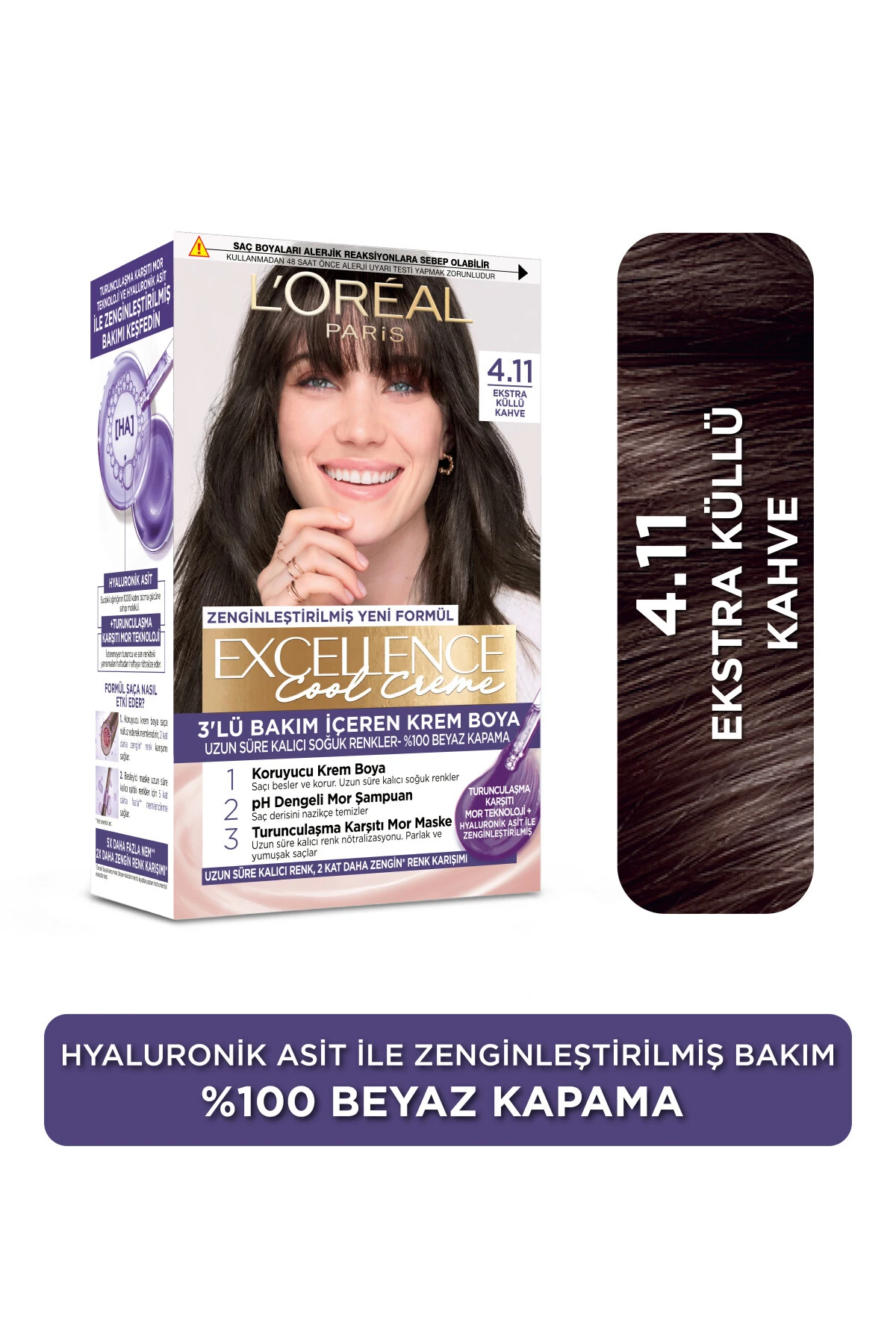 Excellence Cool Creme Saç Boyası – 4.11 Ekstra Küllü Kahve