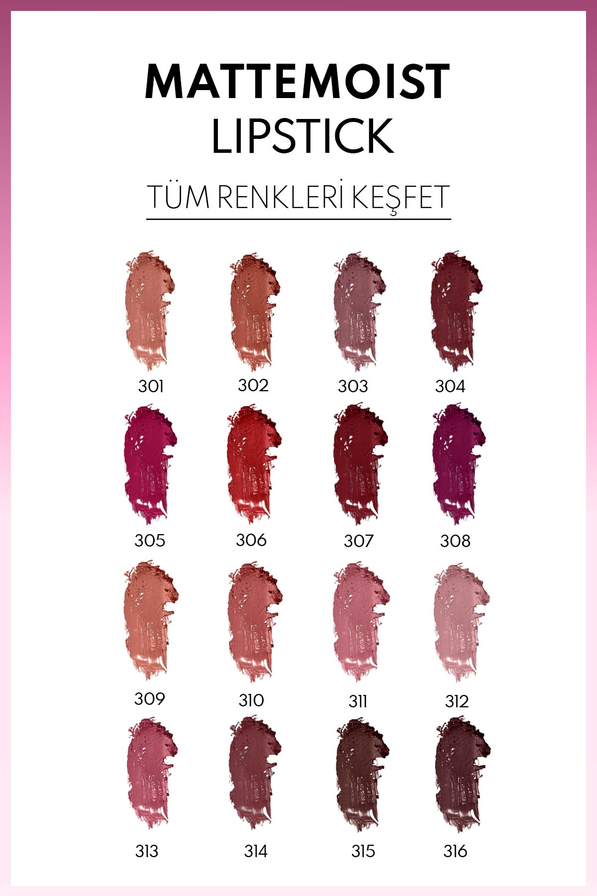 Mattemoist Lipstick Mat Bitişli Ruj 308 Brand - Koyu Mor