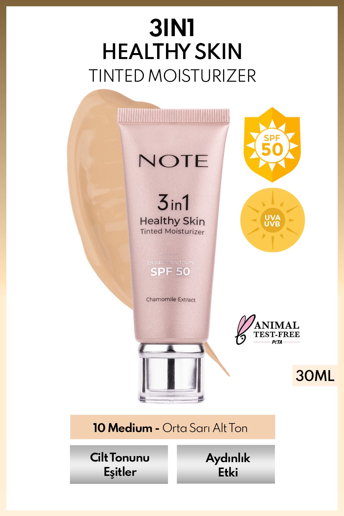 3 İn 1 Healthy Skin Tinted Moisturizer Spf 50 Renk Ton Eşitleyici Aydınlatıcı Krem - 10 Medium