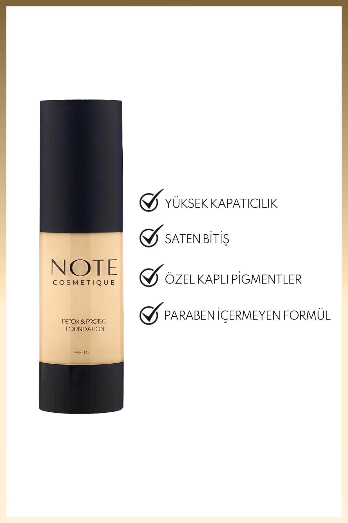 Detox & Protect Foundation Spf 15 Yoğun Kapatıcı Saten Bitişli Fondöten - 01 Beige