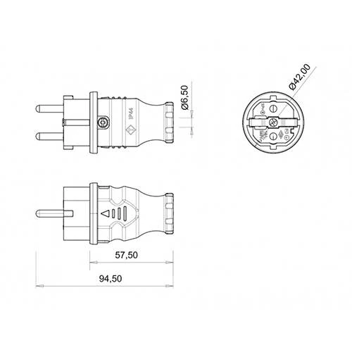 Bemis Düz Fiş Monofaze Kauçuk IP44 BK1-1402-2011