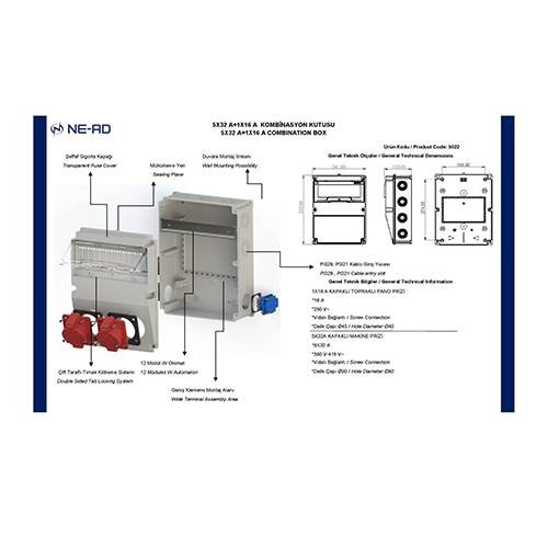 Ne-ad Kombinasyon 5x32A 2 Ön + 1x16A 2 Yan 5022