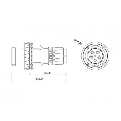 Bemis 5/63A Düz Fiş CEE 380V IP67 BC1-4505-7011
