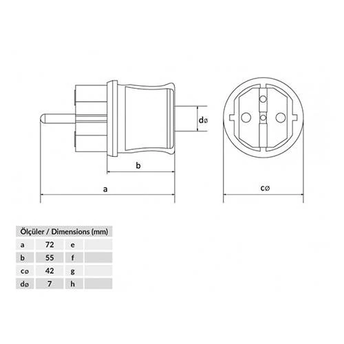 Bemis Düz Fiş Plastik Monofaze IP44 BP1-1402-2011