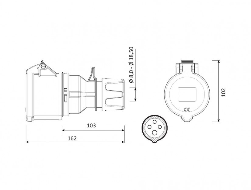 Bemis 4/32A Uzatma Priz CEE 380V IP44 BC1-3504-2312