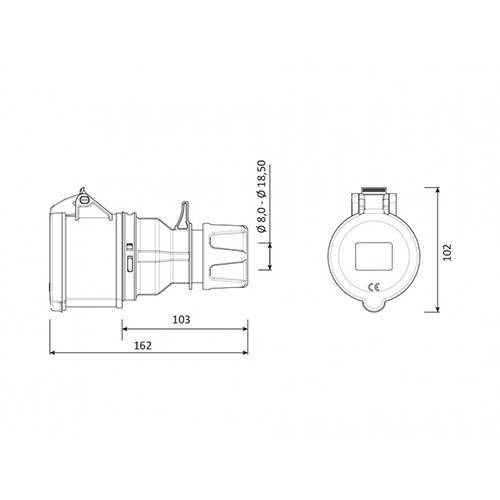 Bemis 5/32A Uzatma Priz CEE 380V IP44 BC1-3505-2312