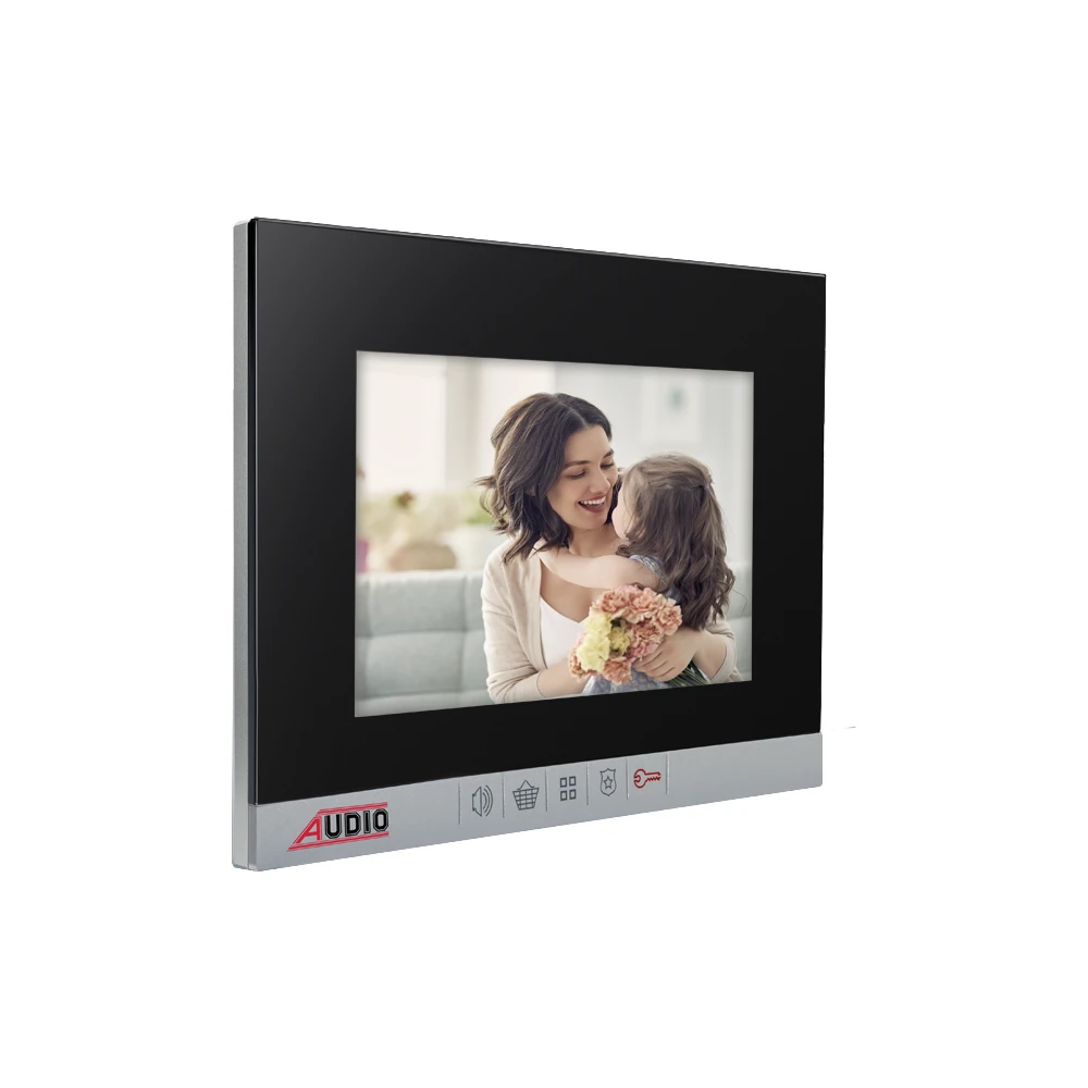 AUDIO 001464A (001191) Bus Plus 7"Görüntülü Diafon Mekanik Butonlu Handsfree Vi̇lla Set Si̇yah