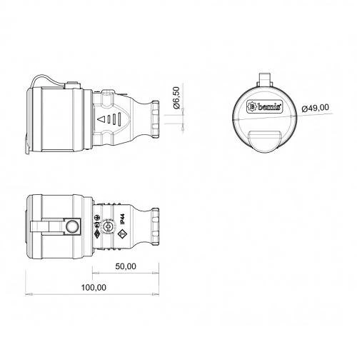 Bemis Uzatma Priz Monofaze Kauçuk IP44 BK1-1402-2311