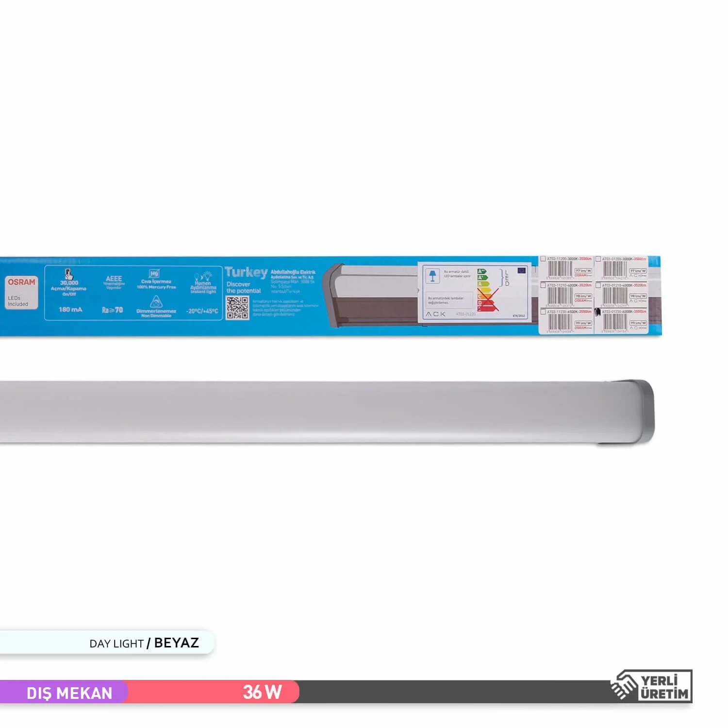 ACK 12W Beyaz 6500K IP54 Sıva Üstü LED Tavan Armatürü AT11-01230