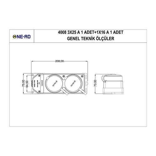Ne-ad Grup Priz 3x25A + 1x16A Kauçuk 4008