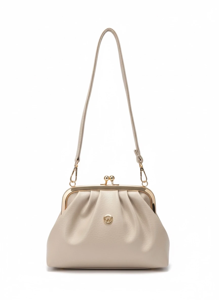 Gold burs detaylı çanta ( hem uzun hem kısa askısı mevcut ) - Krem