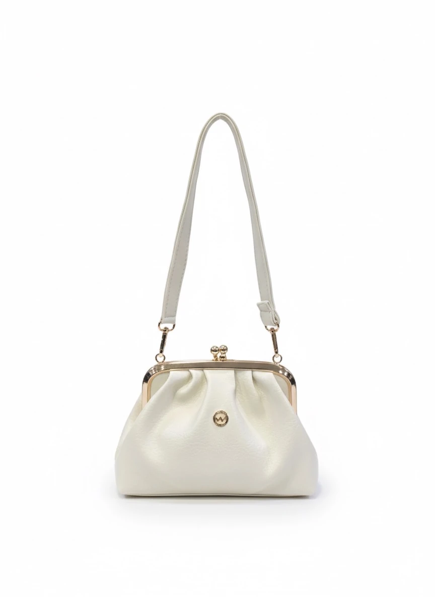 Gold burs detaylı çanta ( hem uzun hem kısa askısı mevcut ) - Beyaz