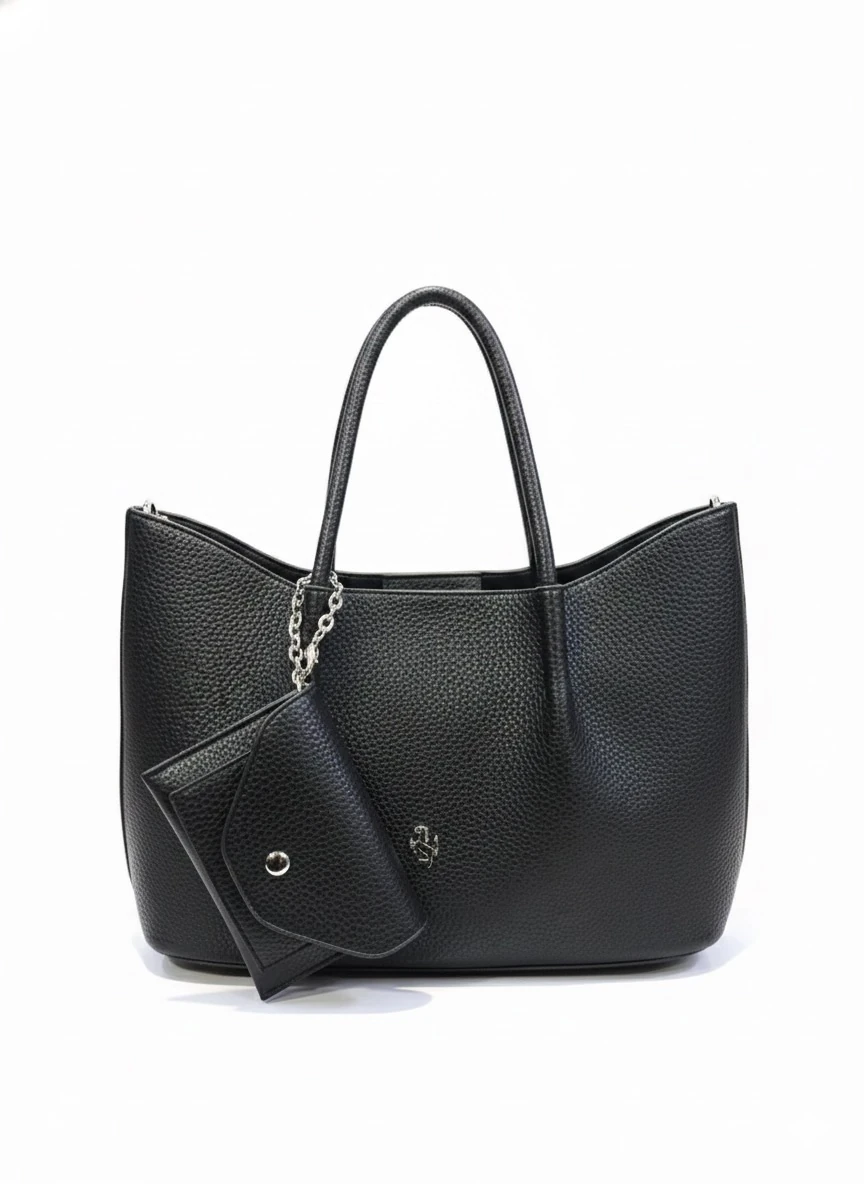 🎗️Moda~ Cüzdanlı model el çantası uzun askısı mevcut - Siyah