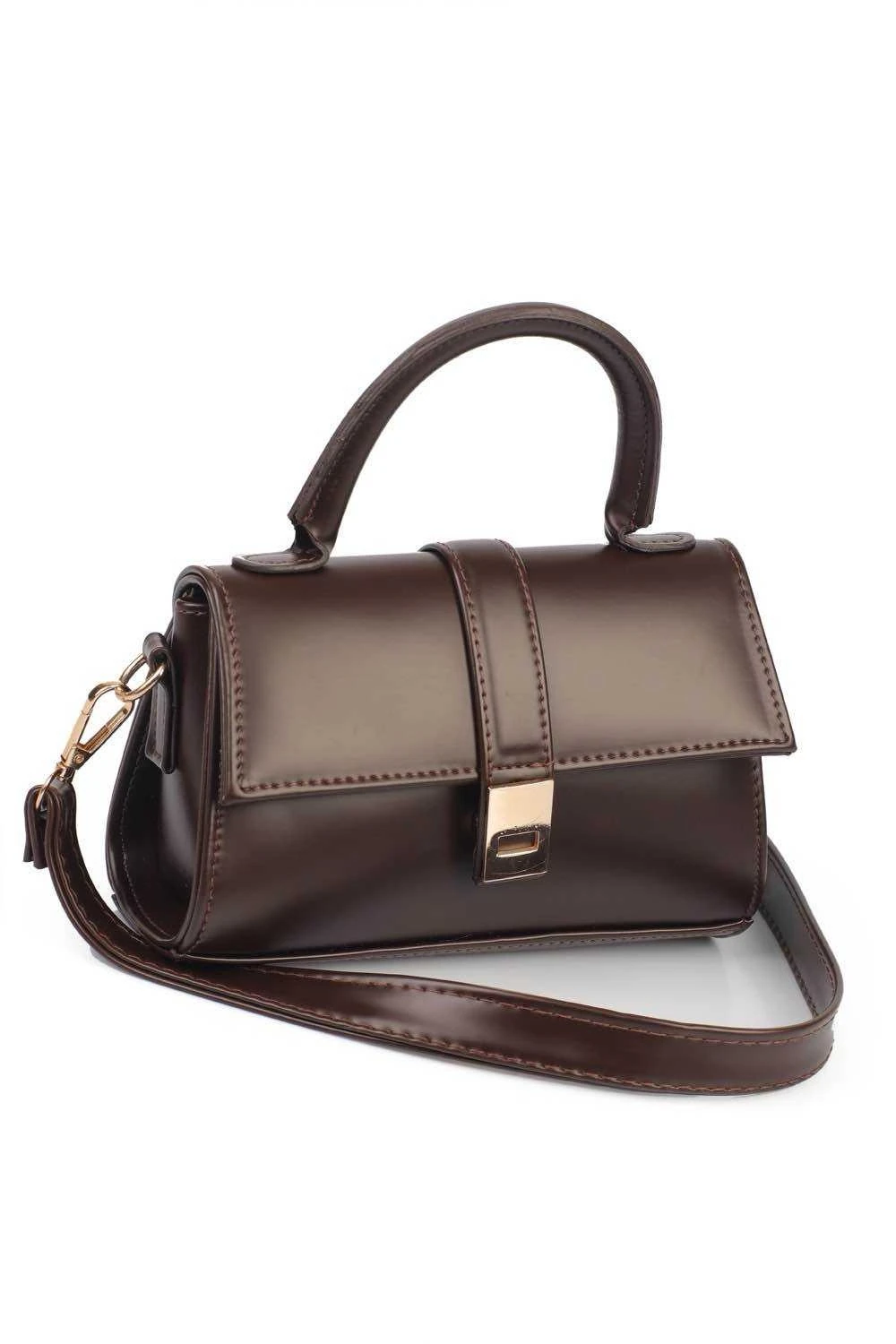 Moon Uzun askılı Deri el çantası - Acı kahve