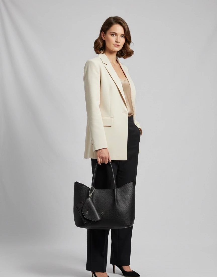 🎗️Moda~ Cüzdanlı model el çantası uzun askısı mevcut - Siyah