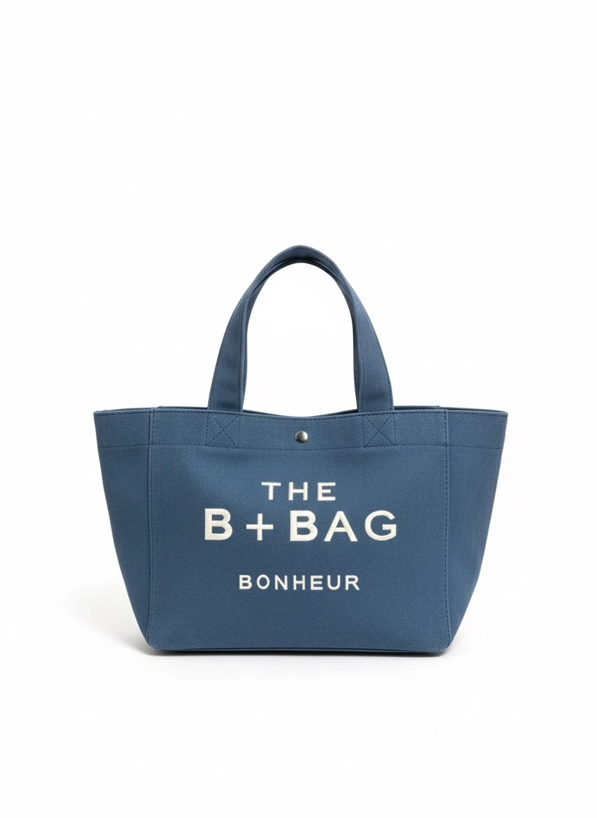 Bonheur Bag kanvas Tote çanta uzun askılı - mavi