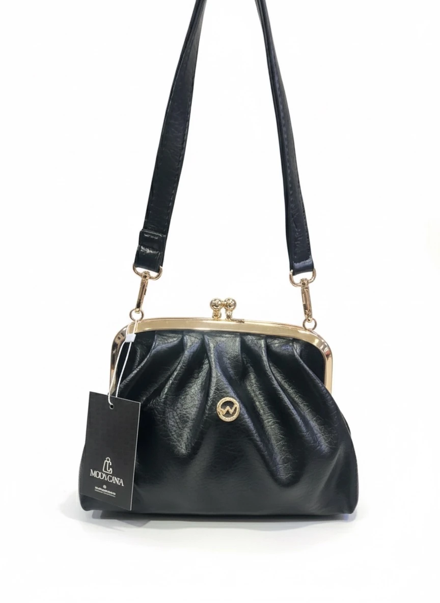 Gold burs detaylı çanta ( hem uzun hem kısa askısı mevcut ) - Siyah