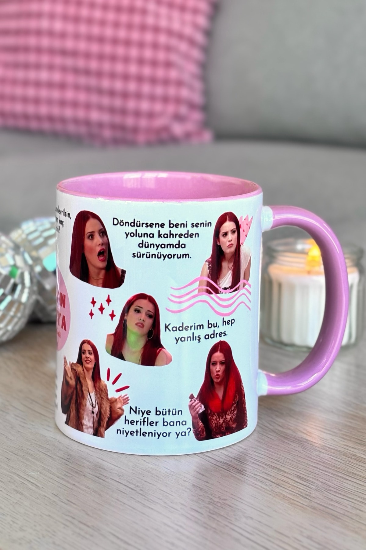Yalan Dünya Tülay Ünlü İçi ve Kulbu Pembe Kupa