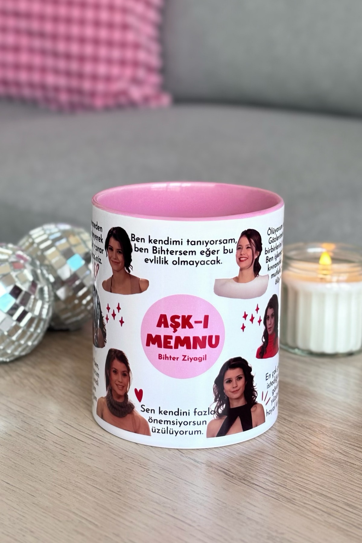 Aşk-ı Memnu Bihter Yöreoğlu İçi ve Kulbu Pembe Kupa
