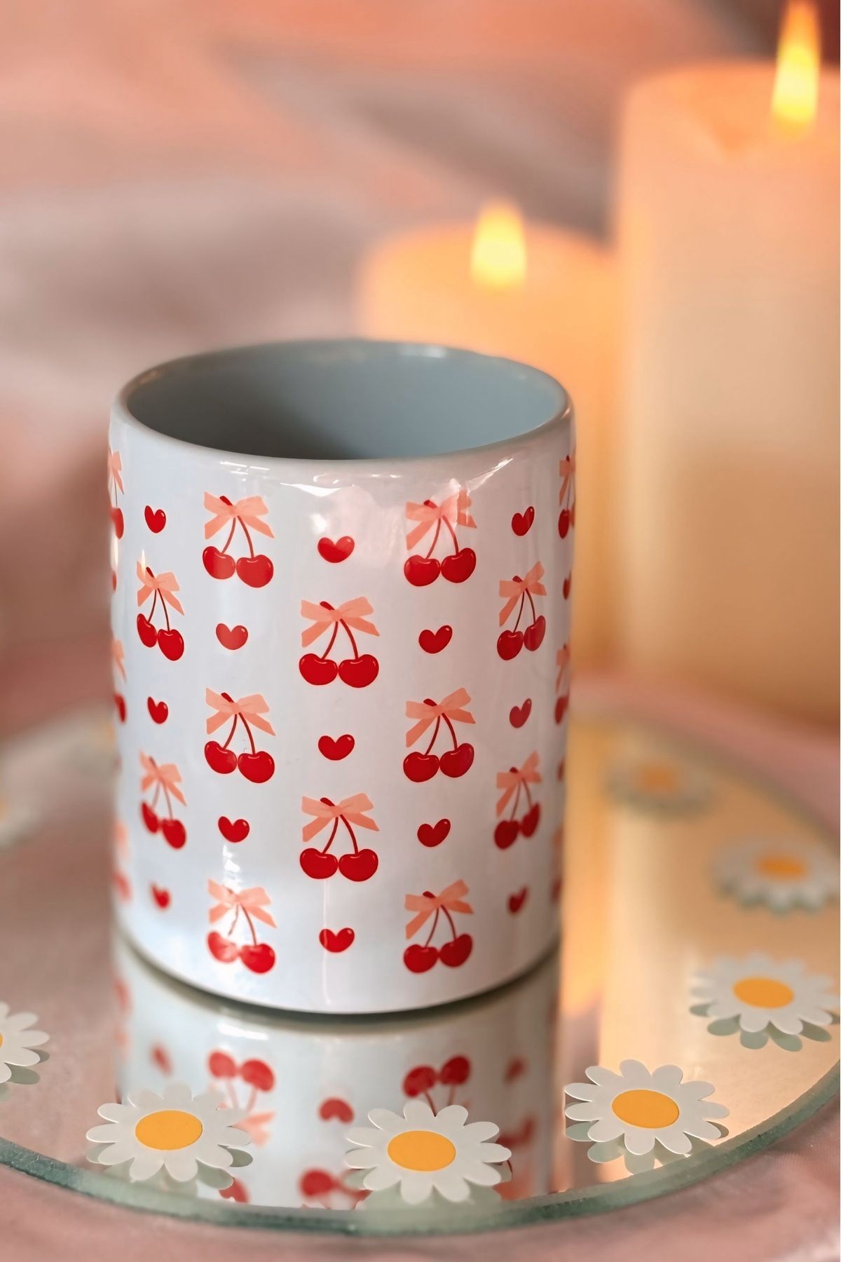 Cherry Heart Kiraz Kalp Desenli Kalemlik