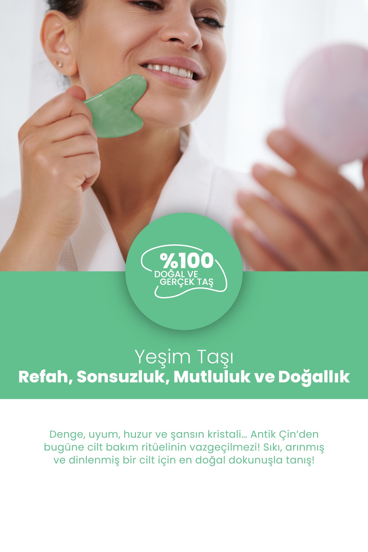 Yeşim Gua Sha %100 Doğal Ve Gerçek Yüz Masaj Taşı