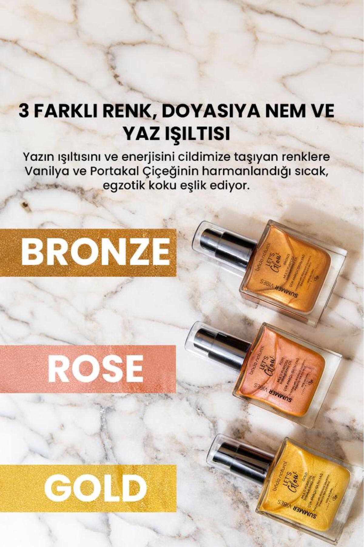 Nemlendirici Işıltılı Rose Çok Amaçlı Vücut Yağı 50 ml