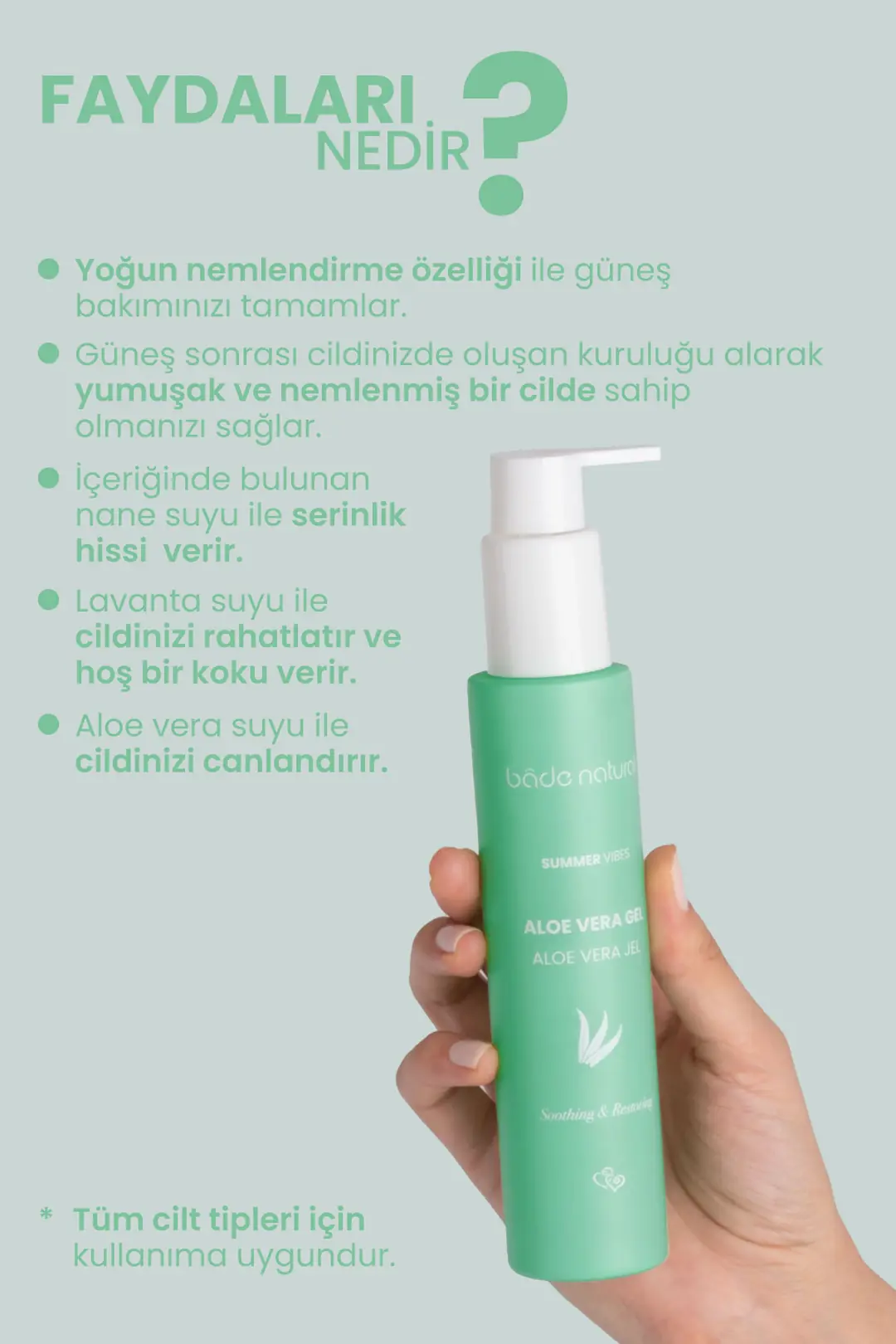 Gne Sonras Aloe Vera Jel, Doal Gne Bakm | Bade Natural