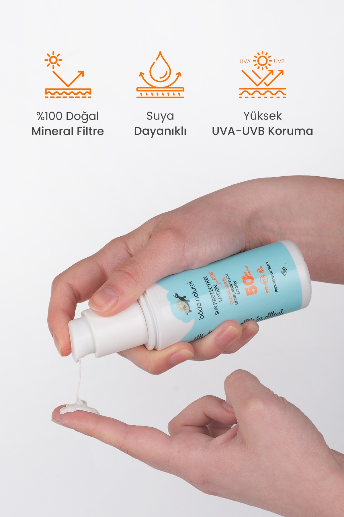 %100 Doğal 50+ SPF Yüksek Korumalı Çocuk Güneş Koruyucu Losyon 100 ml