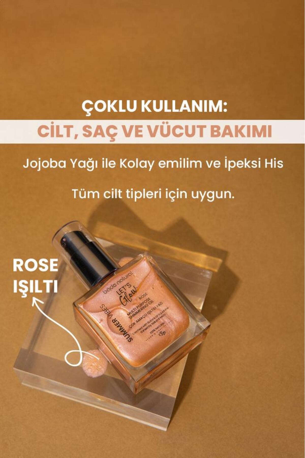 Nemlendirici Işıltılı Rose Çok Amaçlı Vücut Yağı 50 ml