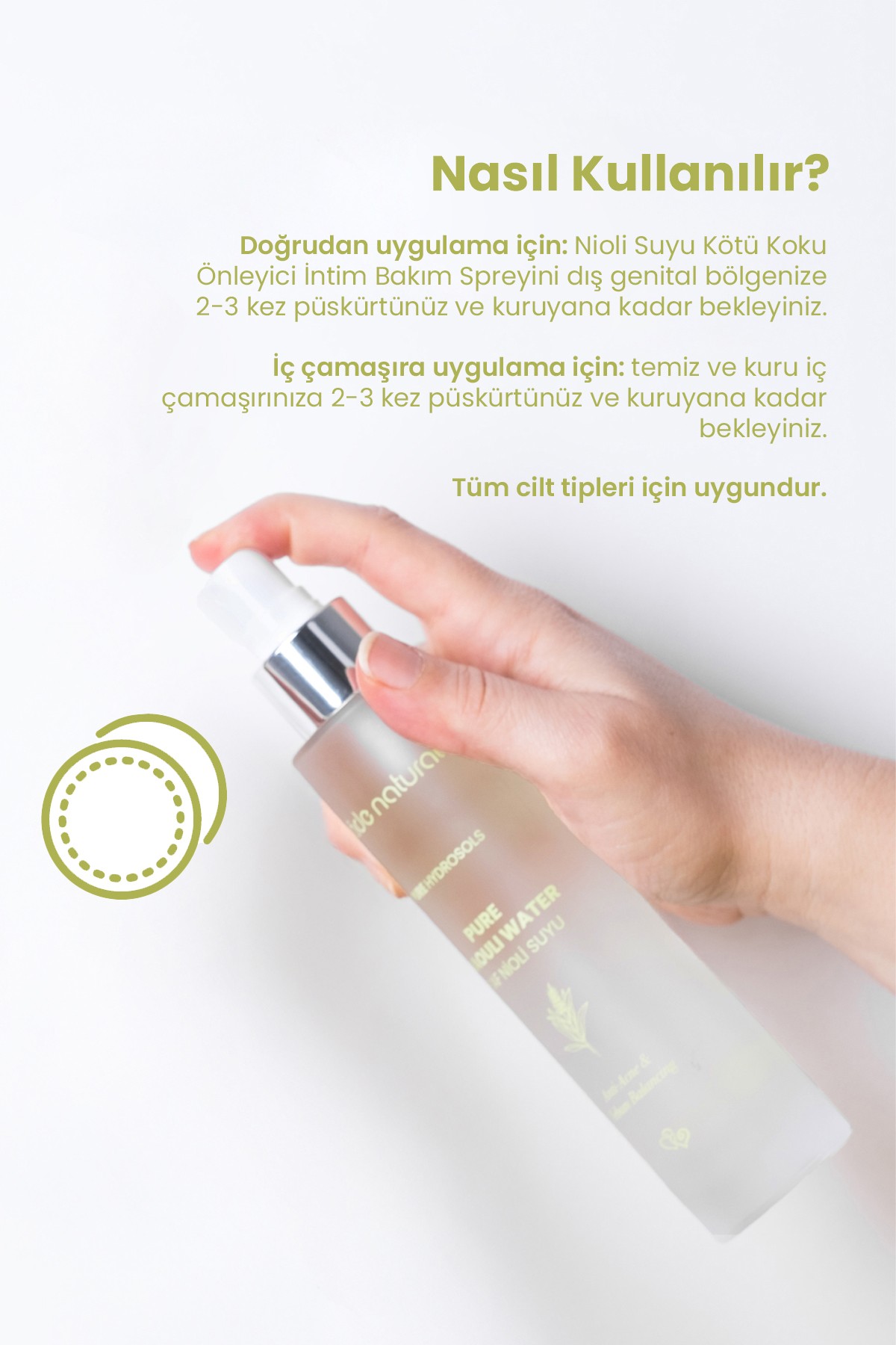 Nioli Suyu Kötü Koku Önleyici İntim Bakım Spreyi %100 Doğal 100 ml