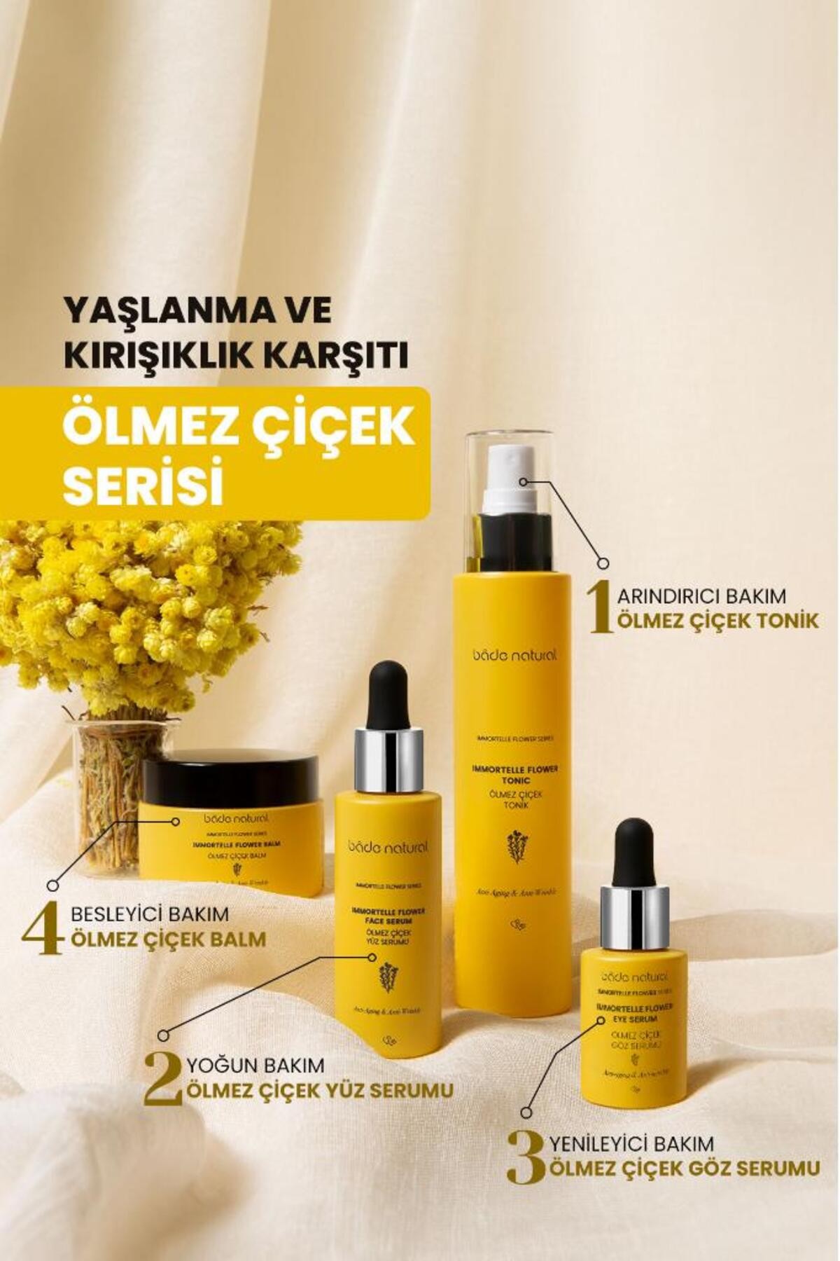 Ölmez Çiçek Yaşlanma ve Kırışıklık Karşıtı Yüz Serumu 30 ml