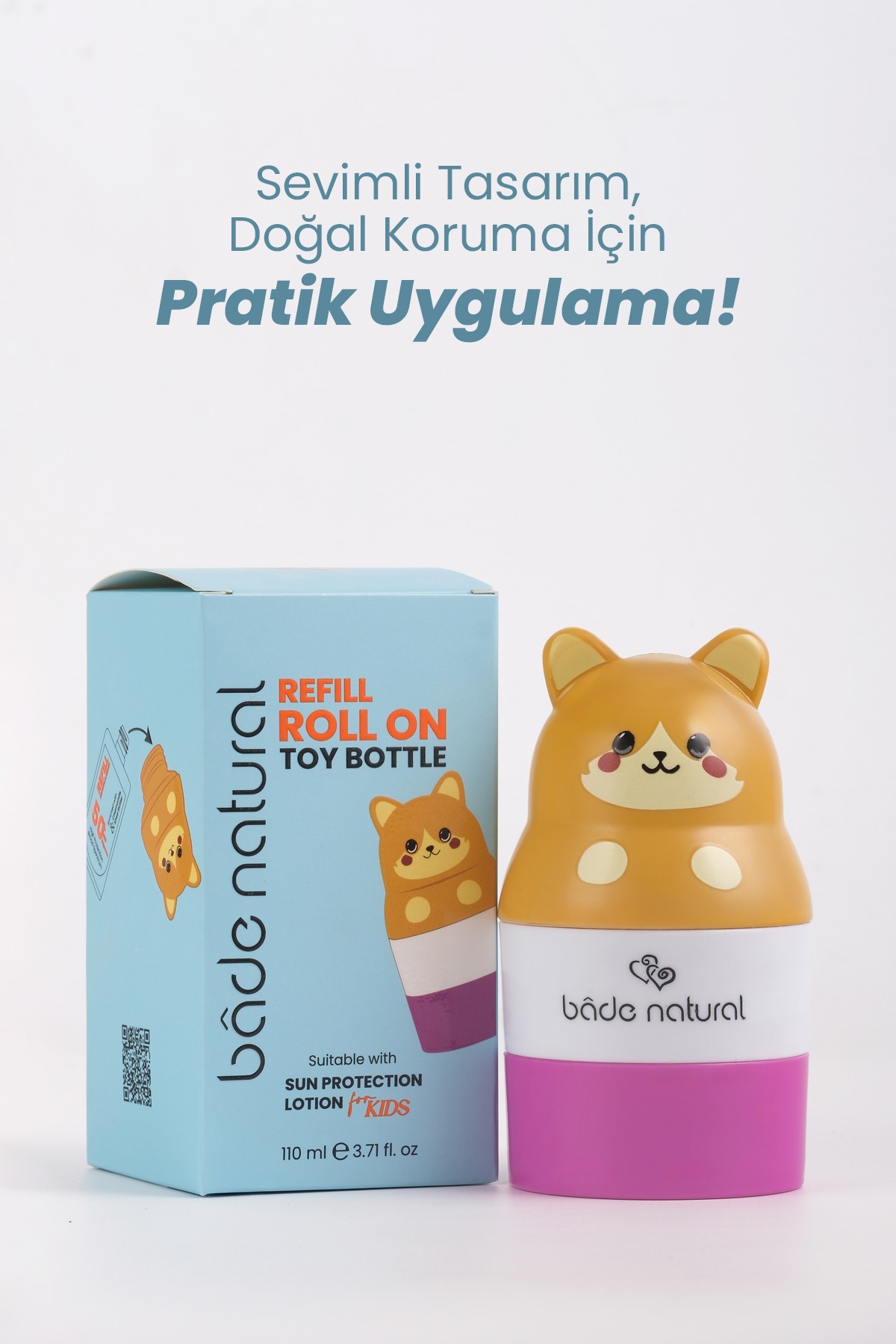 Güneş Koruyucu Losyon Aplikatörü Kedi Figürlü Doldurulabilir Roll On 110 ml