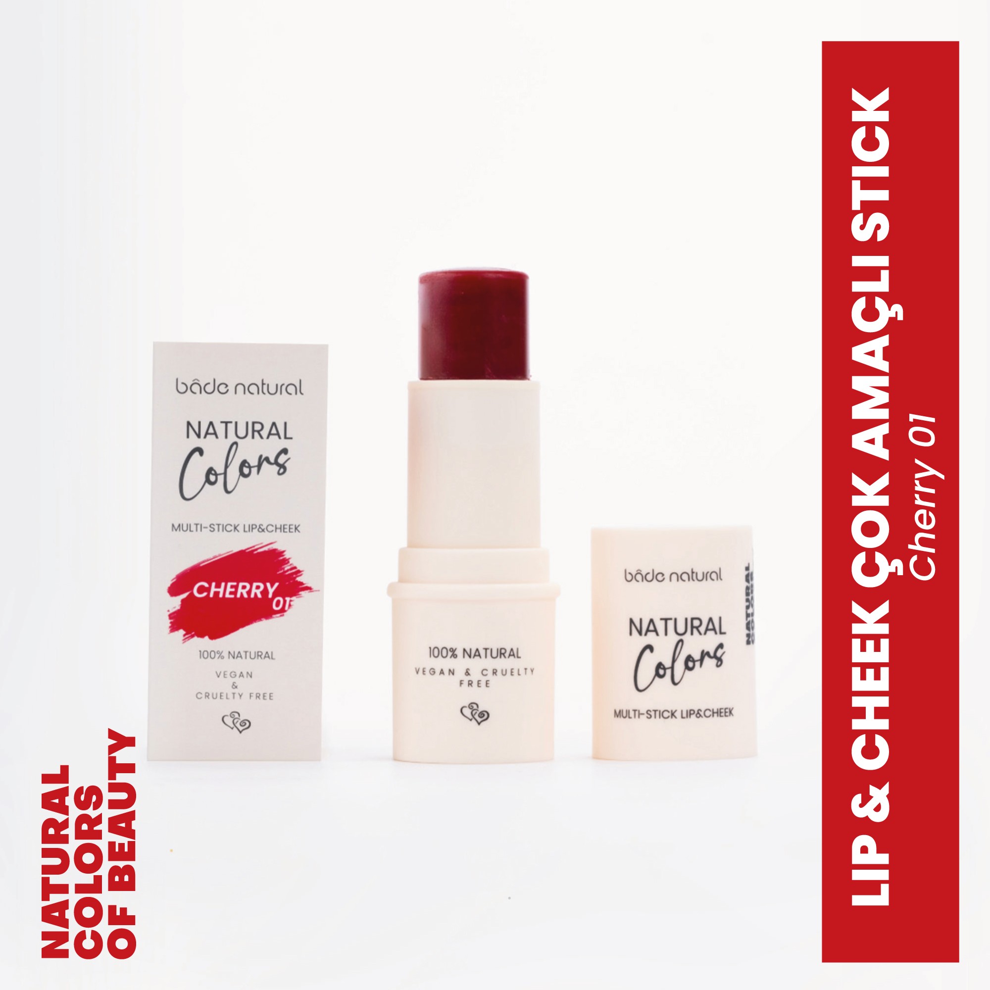 Lip & Cheek Cherry 01 Çok Amaçlı Stick %100 Doğal