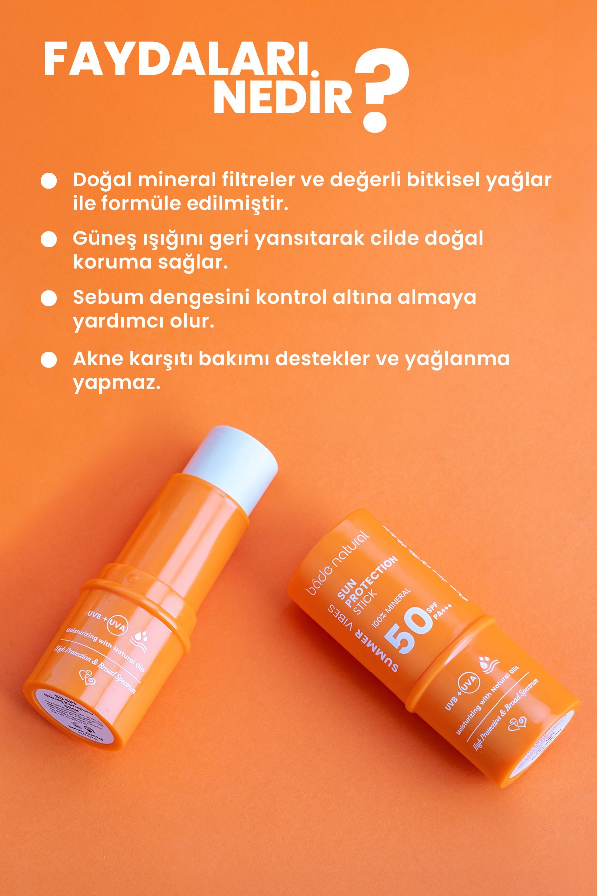 %100 Mineral Filtreli 50 Spf Besleyici Güneş Koruyucu Stick