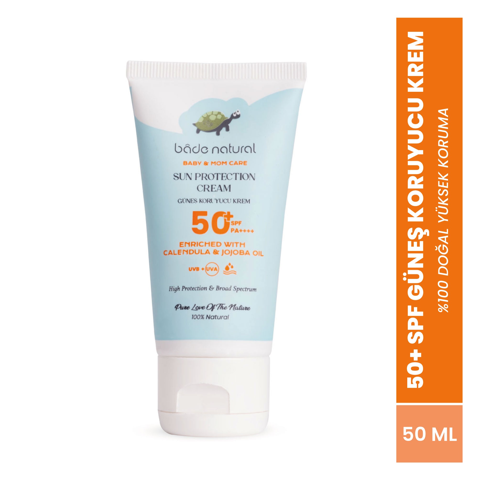 %100 Doğal 50+ SPF Yüksek Korumalı Çocuk Güneş Koruyucu Krem Tüp Mineral Filtreli 50 ml