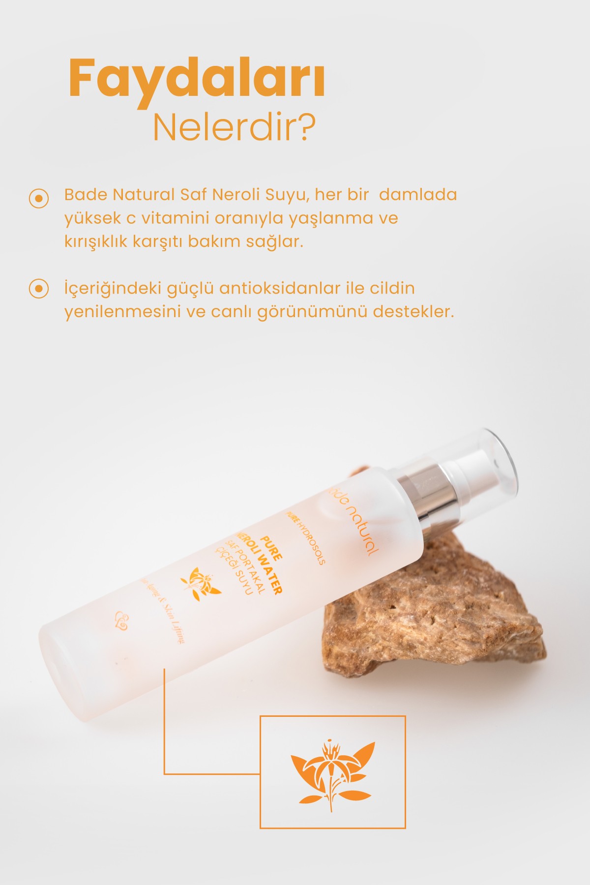 Neroli Suyu Yaşlanma Karşıtı Tonik %100 Doğal ve Saf 100 ml