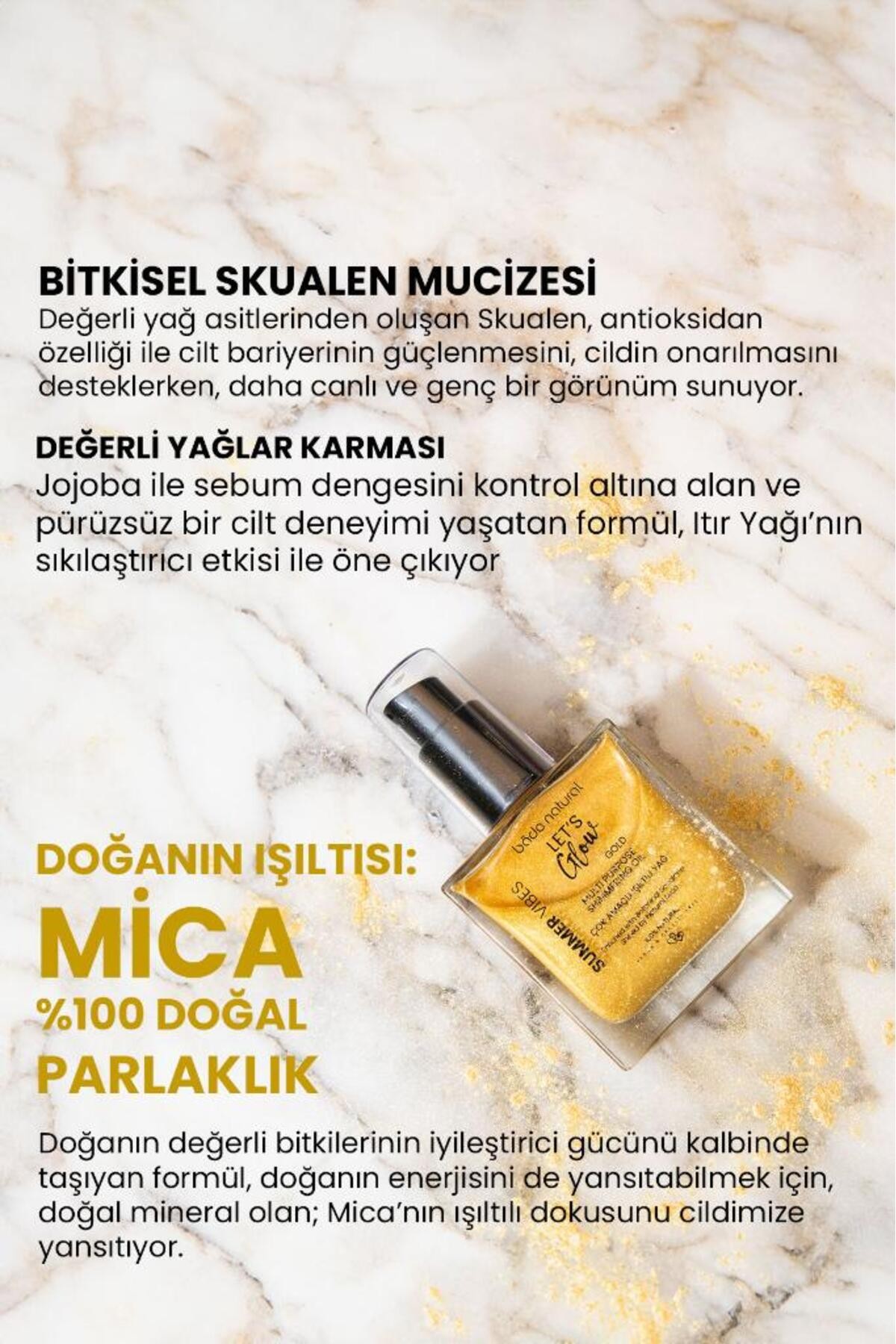 Nemlendirici Işıltılı Gold Çok Amaçlı Vücut Yağı 50 ml